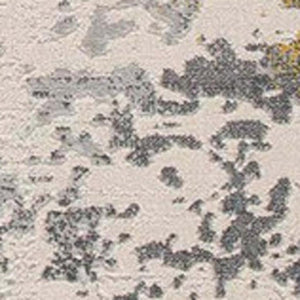 HomeRoots 19' Runner Gold and Gray Abstract Rug - Modern, Durable, Stain-Resistant Runner for High-Traffic Areas 609826