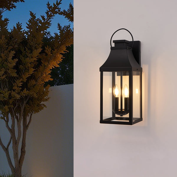 English Elm 20'' Outdoor Wall Light - 2-Pack Modern Black Lanterns For Stylish And Secure Home Illumination W2312P409020