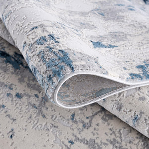 HomeRoots 2' Abstract Runner Rug in Blue, Beige & Gray – Modern Design, Soft, Durable, Ideal for High Traffic Areas 609830
