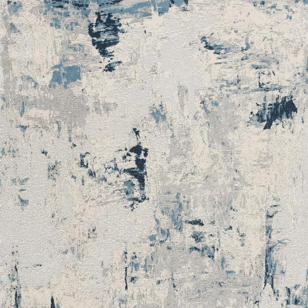 HomeRoots 2' Abstract Runner Rug in Blue, Beige & Gray – Modern Design, Soft, Durable, Ideal for High Traffic Areas 609830