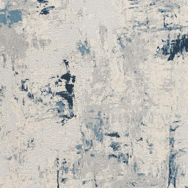HomeRoots 2' Abstract Runner Rug in Blue, Beige & Gray – Modern Design, Soft, Durable, Ideal for High Traffic Areas 609830