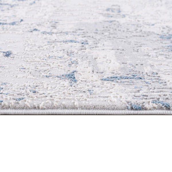 HomeRoots 19' Contemporary Abstract Runner Rug in Blue, Beige & Gray - Durable, Soft, Stain-Resistant Design! 609832