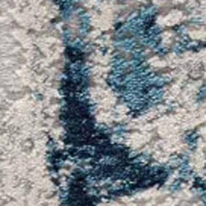 HomeRoots 19' Contemporary Abstract Runner Rug in Blue, Beige & Gray - Durable, Soft, Stain-Resistant Design! 609832