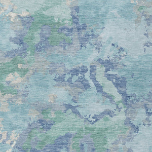 HomeRoots 5' Blue and Teal Abstract Area Rug – Stylish, Durable, Washable Indoor/Outdoor Design for Versatile Spaces 5' X 8' 609835