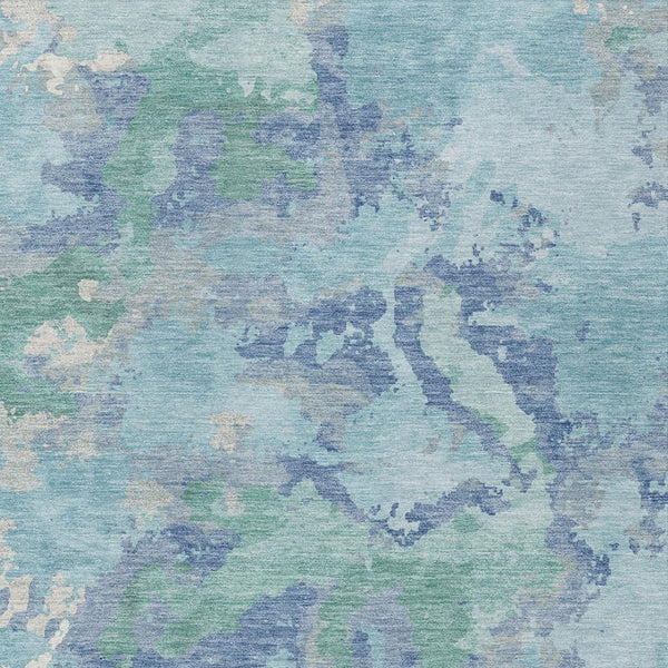 HomeRoots 5' Blue and Teal Abstract Area Rug – Stylish, Durable, Washable Indoor/Outdoor Design for Versatile Spaces 5' X 8' 609835