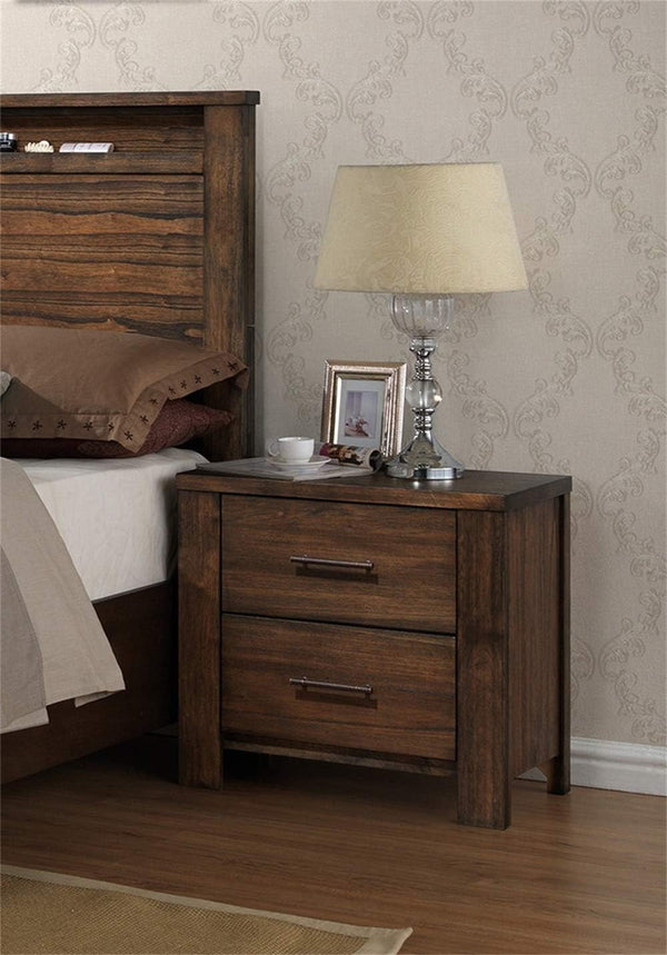 English Elm Oak Modern 1pc Nightstand with Two Soft-Close Drawers, Oak Veneer Bedside Storage Table 26x17x25" B011P244397