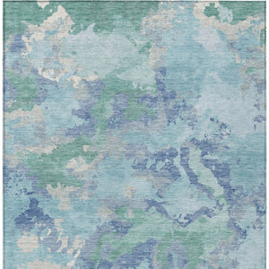 HomeRoots 5' Blue and Teal Abstract Area Rug – Stylish, Durable, Washable Indoor/Outdoor Design for Versatile Spaces 8' X 10' 609837