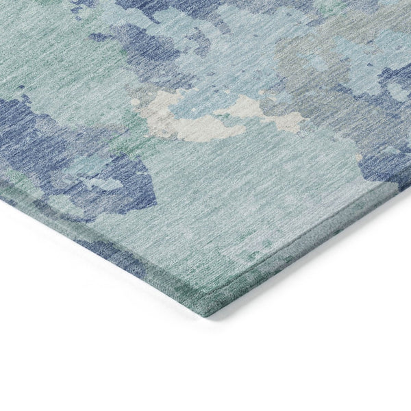 HomeRoots 5' Blue and Teal Abstract Area Rug – Stylish, Durable, Washable Indoor/Outdoor Design for Versatile Spaces 8' X 10' 609837