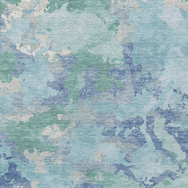 HomeRoots 5' Blue and Teal Abstract Area Rug – Stylish, Durable, Washable Indoor/Outdoor Design for Versatile Spaces 8' X 10' 609837
