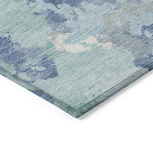 HomeRoots 5' Blue and Teal Abstract Area Rug – Stylish, Durable, Washable Indoor/Outdoor Design for Versatile Spaces 9' X 12' 609838