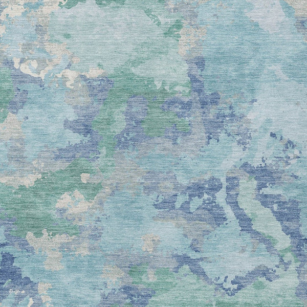 HomeRoots 5' Blue and Teal Abstract Area Rug – Stylish, Durable, Washable Indoor/Outdoor Design for Versatile Spaces 9' X 12' 609838
