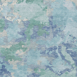 HomeRoots 5' Blue and Teal Abstract Area Rug – Stylish, Durable, Washable Indoor/Outdoor Design for Versatile Spaces 10' X 14' 609839