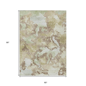 HomeRoots 5' Stylish Taupe and Ivory Abstract Area Rug - Washable, Durable, Perfect for Indoor & Outdoor Use 5' X 8' 609841