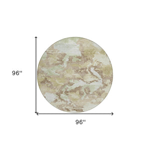 HomeRoots 5' Stylish Taupe and Ivory Abstract Area Rug - Washable, Durable, Perfect for Indoor & Outdoor Use 8' Round 609842