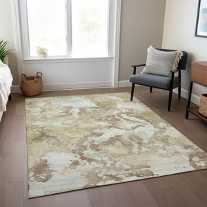 HomeRoots 5' Stylish Taupe and Ivory Abstract Area Rug - Washable, Durable, Perfect for Indoor & Outdoor Use 8' X 10' 609843