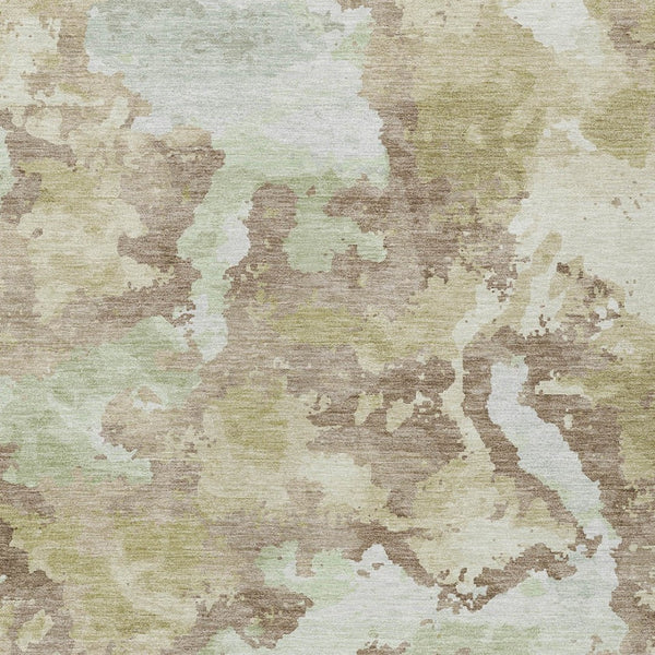 HomeRoots 9' X 12' Taupe and Ivory Abstract Washable Rug - Durable Indoor/Outdoor Area Rug for High-Traffic Spaces 609844