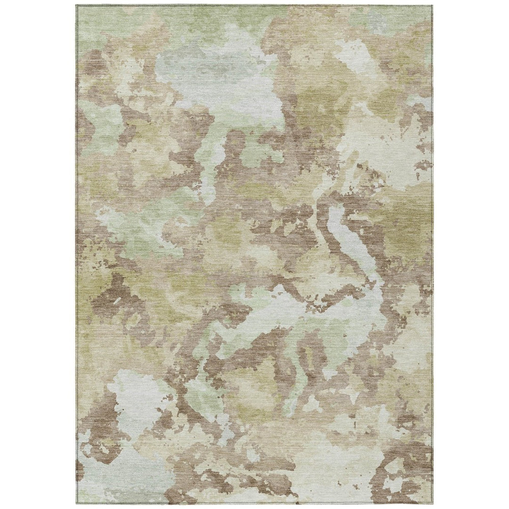 HomeRoots 5' Stylish Taupe and Ivory Abstract Area Rug - Washable, Durable, Perfect for Indoor & Outdoor Use 10' X 14' 609845
