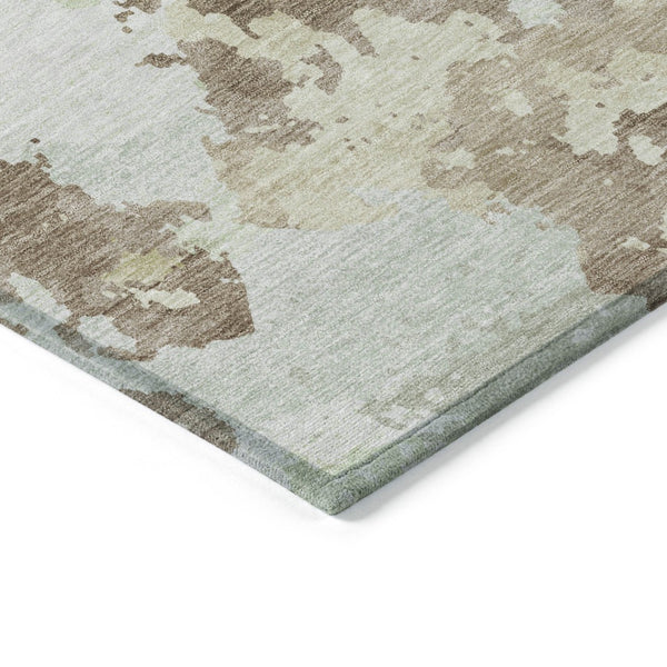 HomeRoots 5' Stylish Taupe and Ivory Abstract Area Rug - Washable, Durable, Perfect for Indoor & Outdoor Use 10' X 14' 609845