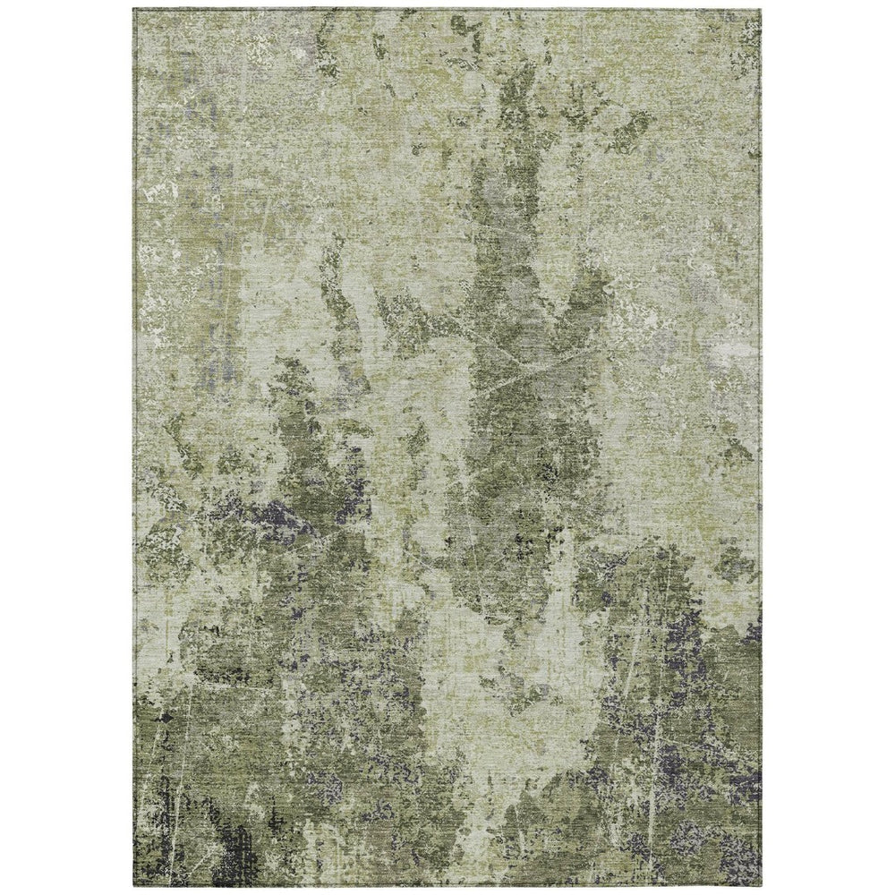HomeRoots 5' Modern Artichoke and Fern Green Abstract Washable Area Rug for Indoor and Outdoor Spaces 5' X 8' 609847