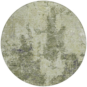 HomeRoots 5' Modern Artichoke and Fern Green Abstract Washable Area Rug for Indoor and Outdoor Spaces 8' Round 609848