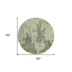 HomeRoots 5' Modern Artichoke and Fern Green Abstract Washable Area Rug for Indoor and Outdoor Spaces 8' Round 609848
