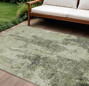 HomeRoots 5' Modern Artichoke and Fern Green Abstract Washable Area Rug for Indoor and Outdoor Spaces 8' X 10' 609849