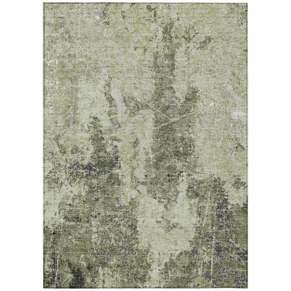 HomeRoots 5' Modern Artichoke and Fern Green Abstract Washable Area Rug for Indoor and Outdoor Spaces 8' X 10' 609849