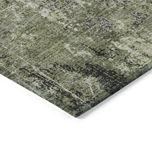 HomeRoots 5' Modern Artichoke and Fern Green Abstract Washable Area Rug for Indoor and Outdoor Spaces 9' X 12' 609850