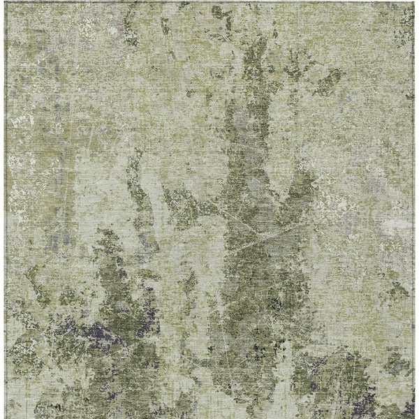 HomeRoots 5' Modern Artichoke and Fern Green Abstract Washable Area Rug for Indoor and Outdoor Spaces 10' X 14' 609851