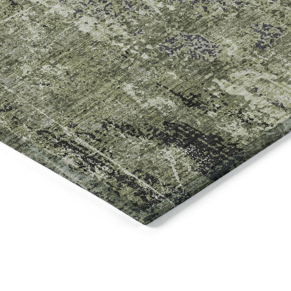 HomeRoots 5' Modern Artichoke and Fern Green Abstract Washable Area Rug for Indoor and Outdoor Spaces 10' X 14' 609851