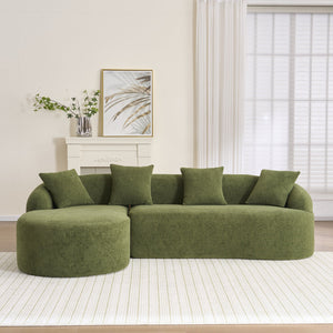 English Elm Compression Compression Sponge Sofa Curved Modular Sectional with 30D High-Density Chenille Sleeper for Cozy Apartment Living Room Comfort and Safe Rounded Design Antique Green,Green W2231S00031