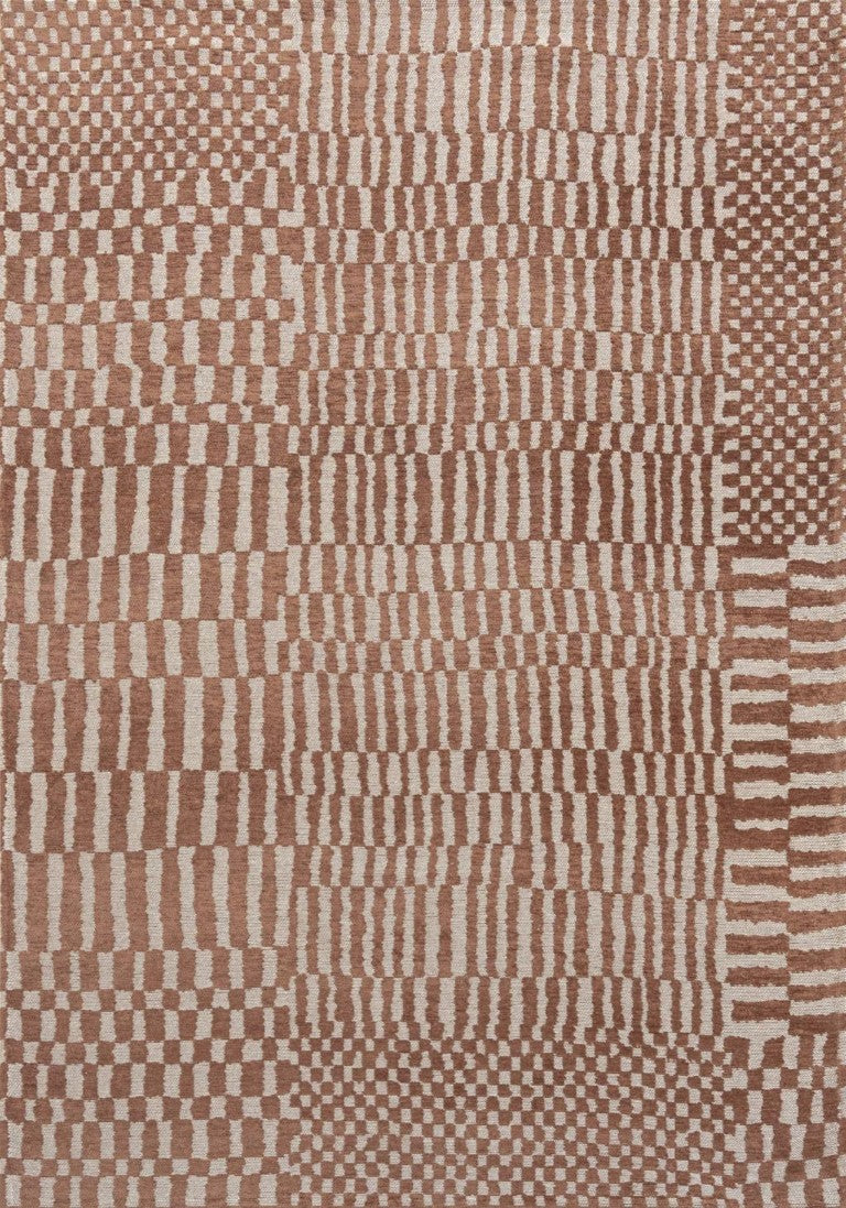 HomeRoots Washable Berber Area Rug Geometric Pattern Uv Resistant Low Pile Pet Friendly Recycled Fibers 5' x 7' 609864