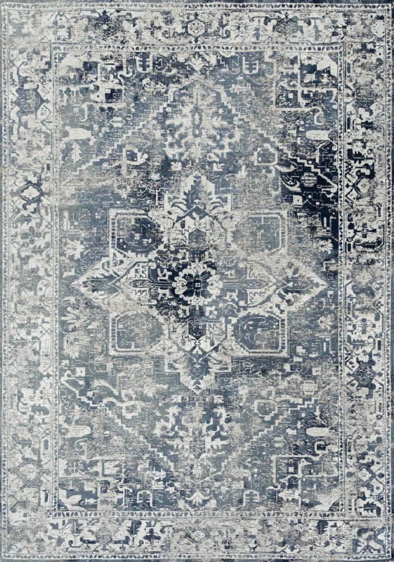 HomeRoots Tribal Area Rug Machine Washable Uv Resistant Recycled Pet Fibers Low Pile Indoor 7' x 9' 609871