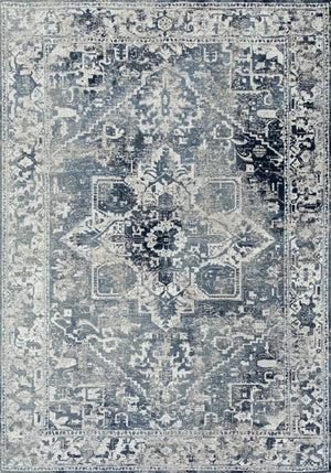 HomeRoots Tribal Area Rug Machine Washable Uv Resistant Recycled Pet Fibers Low Pile Indoor 7' x 9' 609871