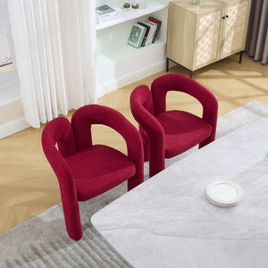 English Elm Contemporary Velvet Upholstered Barrel Accent Chair with Curved Support, Foam Seat, Steel Frame Finish Red W395P224755