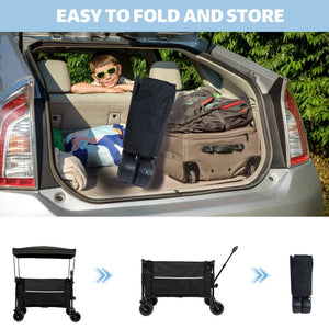 English Elm Collapsible Heavy Duty Folding Wagon with All-terrain Wheels for Beach and Camping W2932P253157