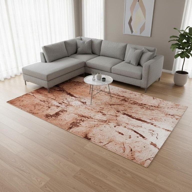 Abstract Machine Washable Pet Fiber Area Rug Uv Protected Low Pile for Living Room Decor
