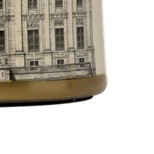 Wildwood Architectural Cream-Glazed Canister Lamp With Gold Trim & Black Drum Shade For Elegant Task Lighting 60996