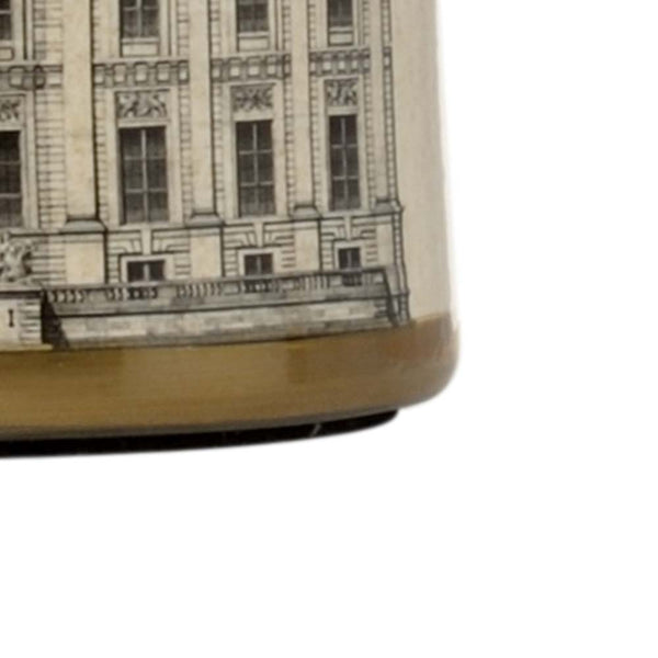 Wildwood Architectural Cream-Glazed Canister Lamp With Gold Trim & Black Drum Shade For Elegant Task Lighting 60996