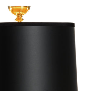 Wildwood Architectural Cream-Glazed Canister Lamp With Gold Trim & Black Drum Shade For Elegant Task Lighting 60996