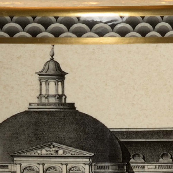 Wildwood Architectural Cream-Glazed Canister Lamp With Gold Trim & Black Drum Shade For Elegant Task Lighting 60996