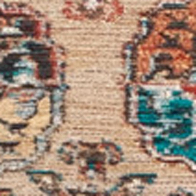 HomeRoots Tribal Area Rug Washable Uv Resistant Pet Fiber Low Pile for Indoor Living Spaces 9' x 13' 609963
