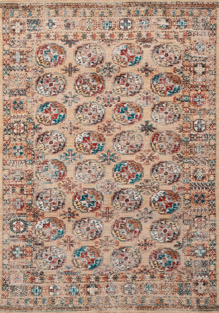 HomeRoots Tribal Area Rug Washable Uv Resistant Pet Fiber Low Pile for Indoor Living Spaces 9' x 13' 609963