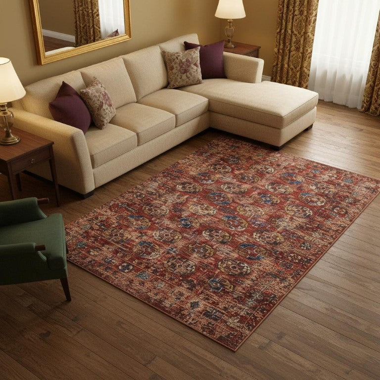 9x13 Tribal Pattern Washable Area Rug in Recycled Pet Fiber Uv Resistant Low Pile