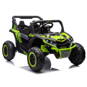 English Elm 24v Two Seat Kids Electric Utv with Parental Remote Suspension Off Road Ride On Green W1578P184798