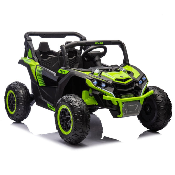 English Elm 24v Two Seat Kids Electric Utv with Parental Remote Suspension Off Road Ride On Green W1578P184798