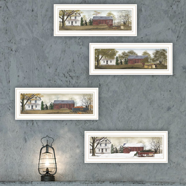 English Elm Trendy Decor 4u Four Seasons Pastoral Wall Art Set Billy Jacobs White Framed Prints B067P254119