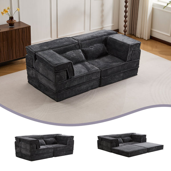 English Elm Compression Mahjong Sofa - Modern Convertible Floor Sofa Bed, Soft Fleece, No Assembly, Versatile Comfort W3723P377150
