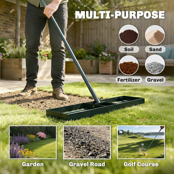 English Elm Heavy Duty 36 Inch Wide Lawn Leveling Rake with Powder Coated Rust Resistant Metal Frame T3971P481636