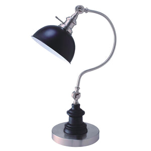 English Elm 22"H Brushed Nickel Desk Lamp Matte Black Shade, Weighted Base, Adjustable Curved Neck, UL Listed B080P237196